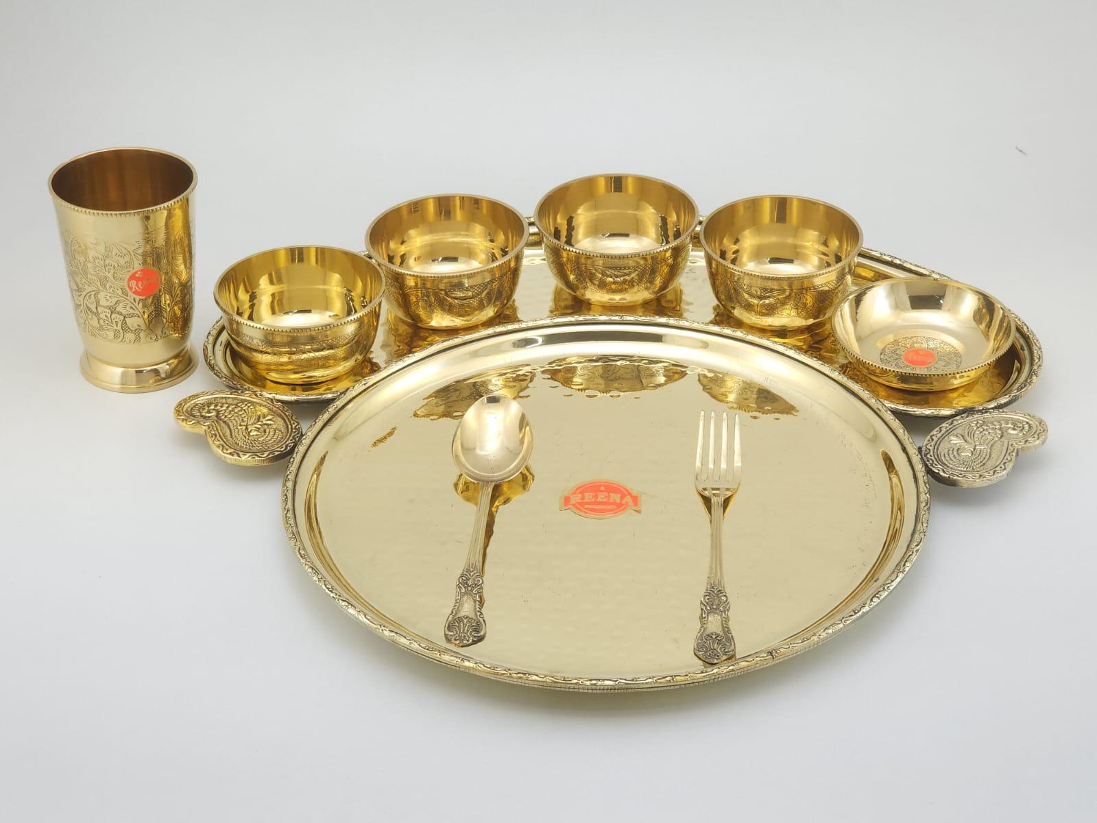Premium Brass Thali Dining Set – Complete Collection