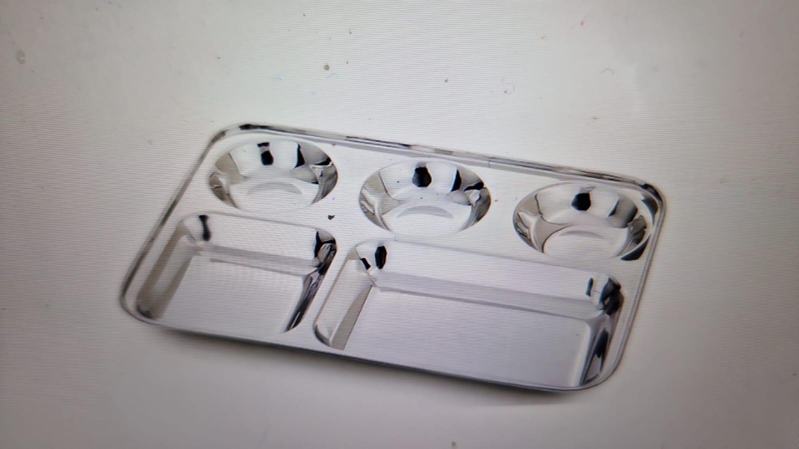 Stainless Steel Dinner Plate/Thali with Rectangle Compartments