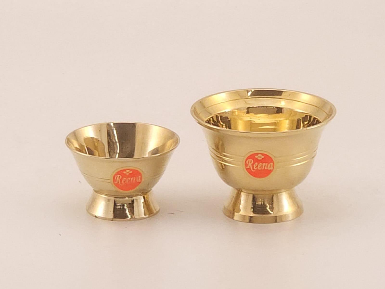 Brass Pooja Bowl Set – Plain Finish (Set of 2)