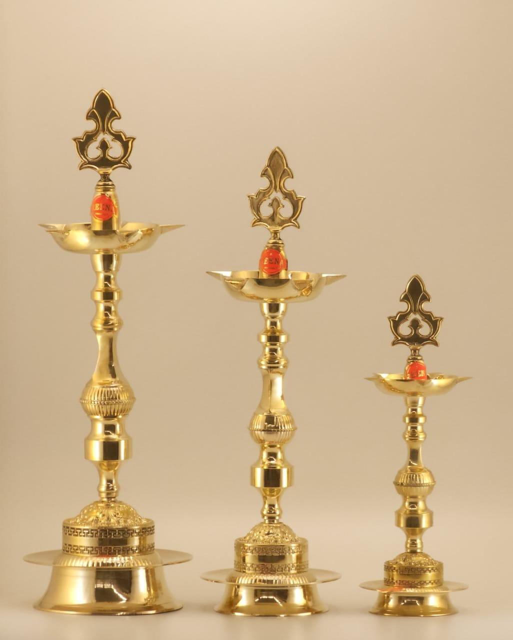Premium Brass Deepam Lamps – Heavy Base Design (Set of 3)