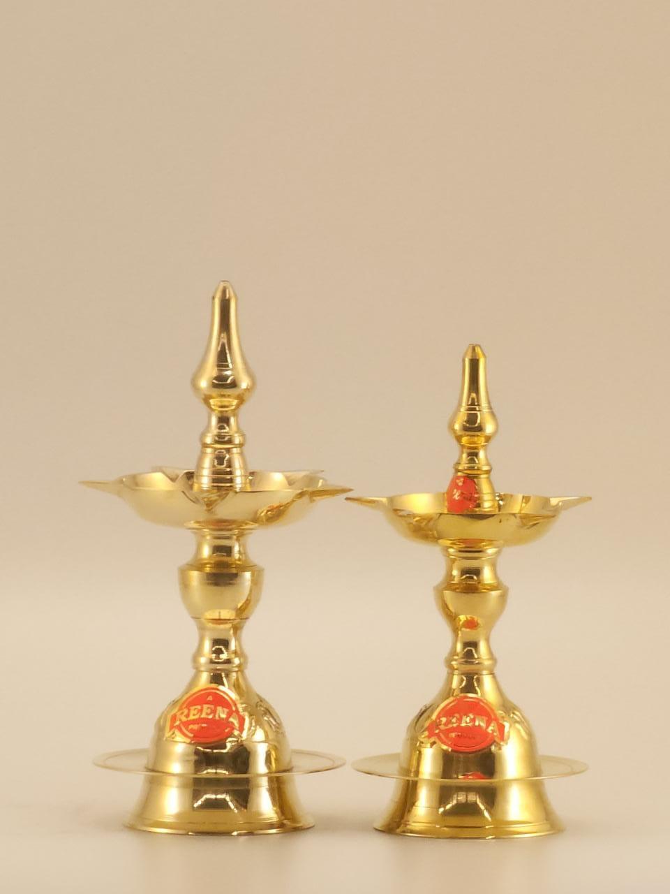 Traditional Tall Brass Diya Pair – Classic Temple Style