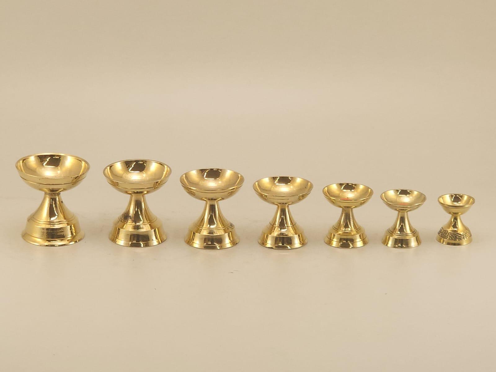 Classic Brass Diya Stand Collection – Multiple Sizes (Set of 7)