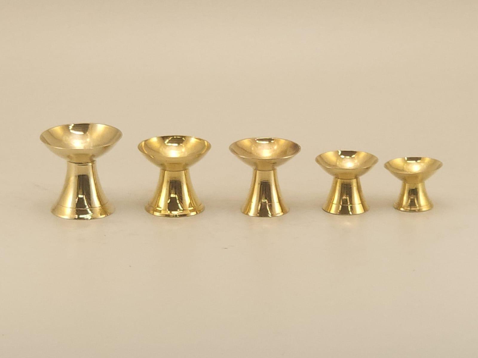 Plain Brass Diya Stand Assortment – Minimal Design (Set of 5)