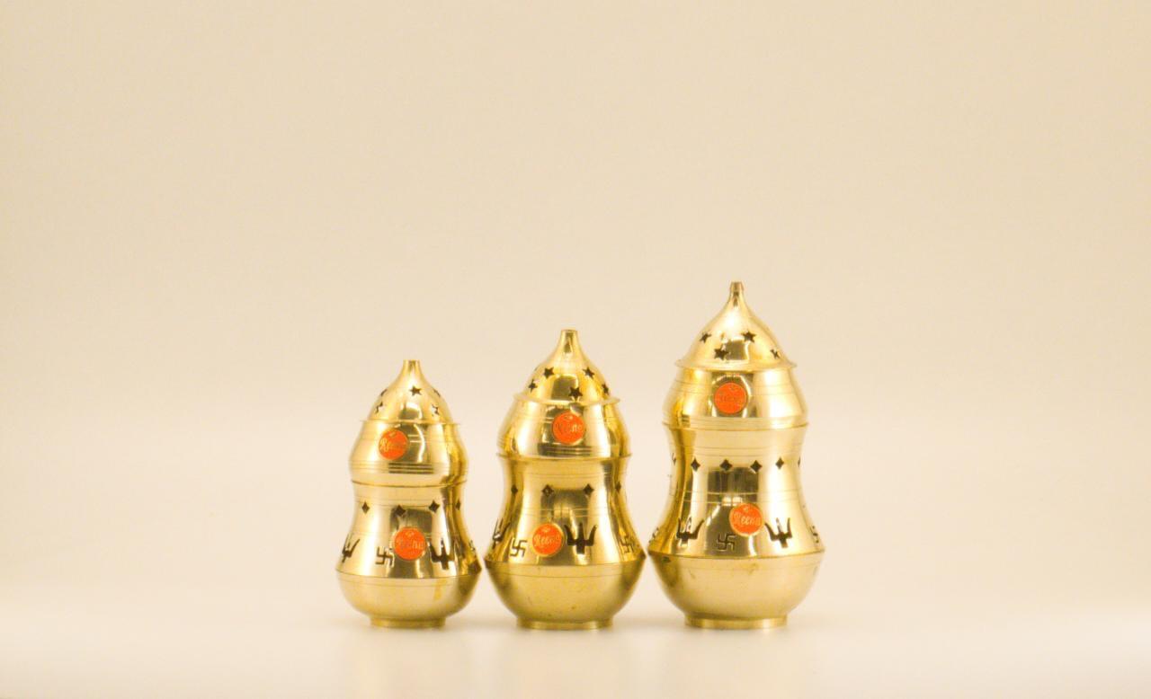 Decorative Brass Dhoop / Camphor Holder Set - (Set of 3)