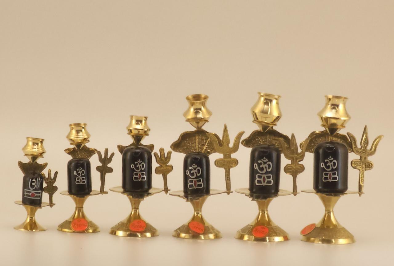 Shiva Lingam Brass Pooja Stand with Trishul – Premium Set