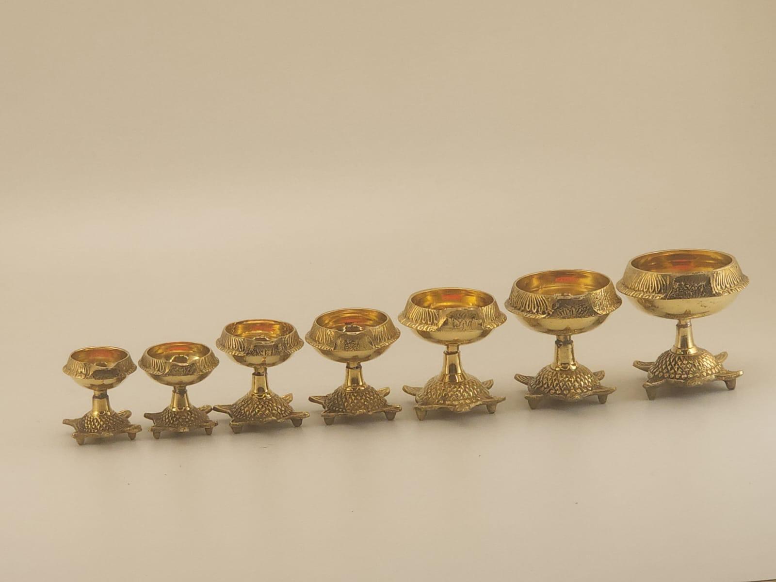 Brass Diya Stand Set – Classic Pedestal Style (Multiple Size)