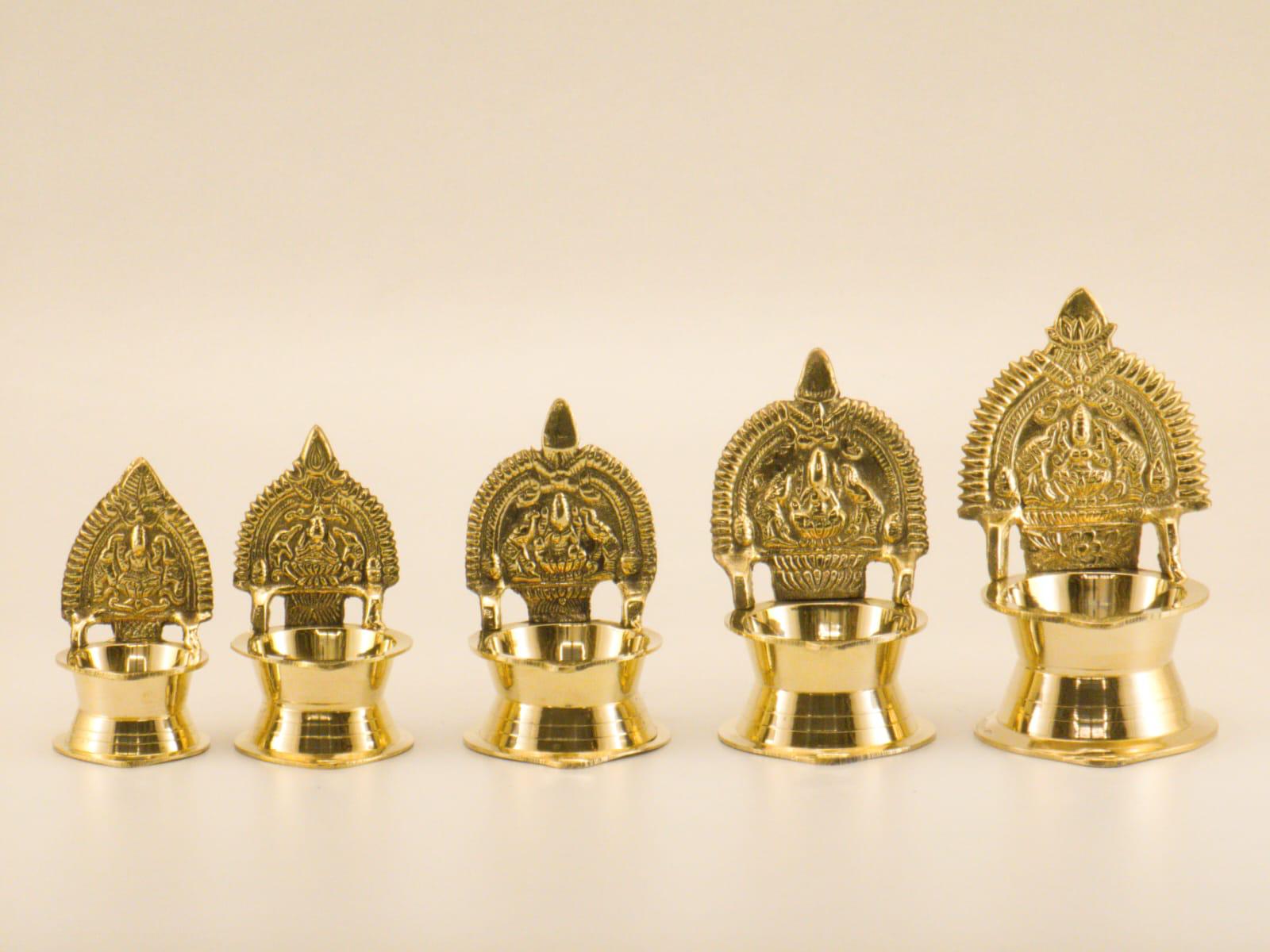 Wall-Mounted Brass Diya with Deity Motif – Size Assortment