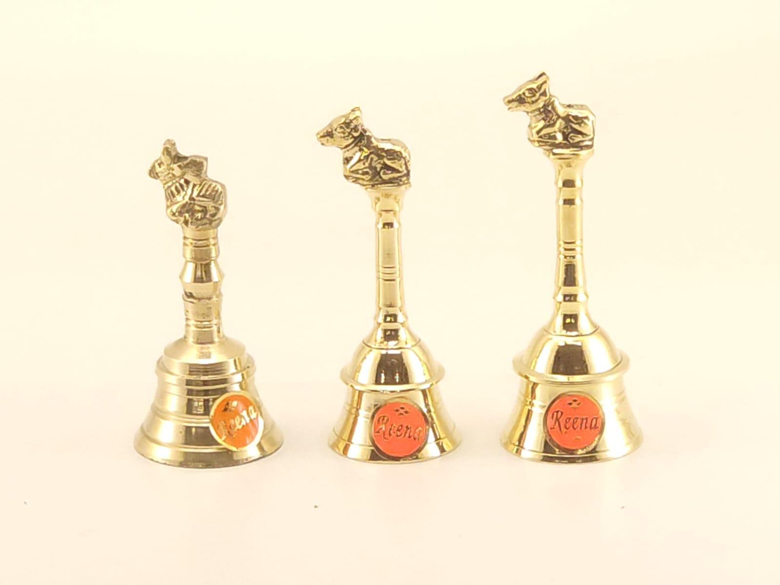 Brass Temple Bell with Nandi Handle