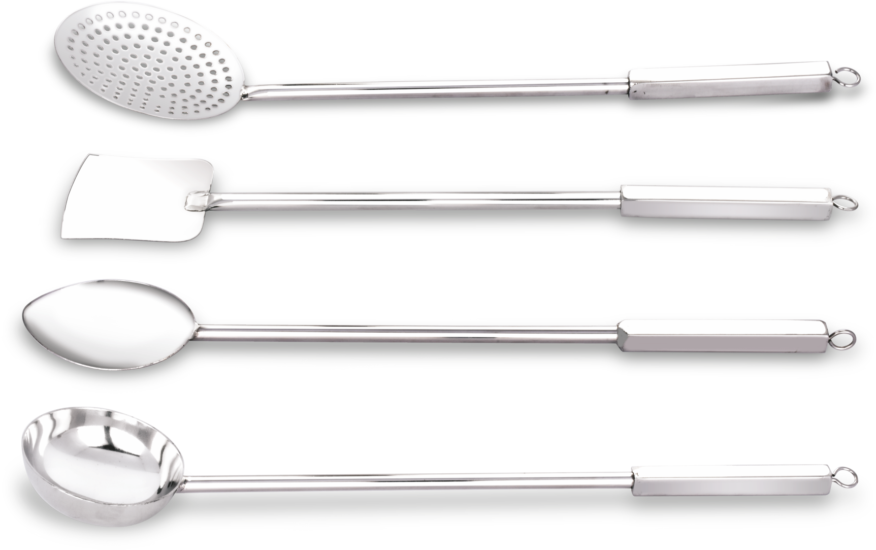 Set of Four Stainless Steel Kitchen Utensils Small Size