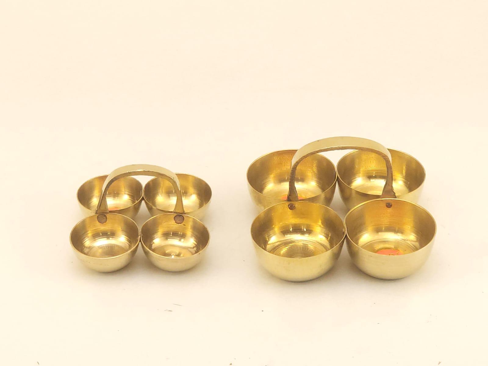 Panch Aarti Bowl Set with Handle (4 Cups)
