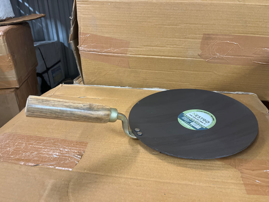 Iron Tawa With Wooden Handle 12''