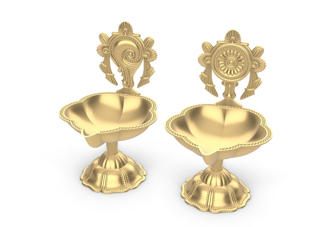 Brass Shankh Chakra Diyas
