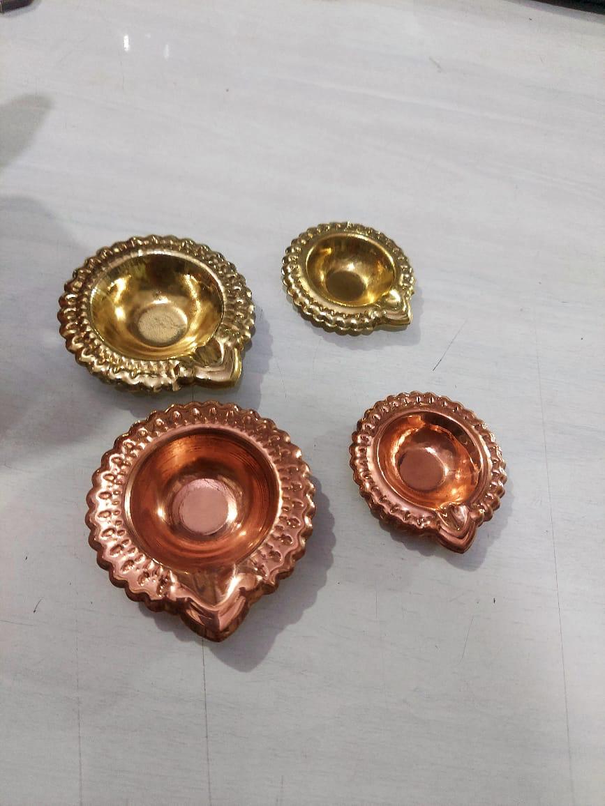 Handcrafted Brass Diya Oil Lamps Set of 4
