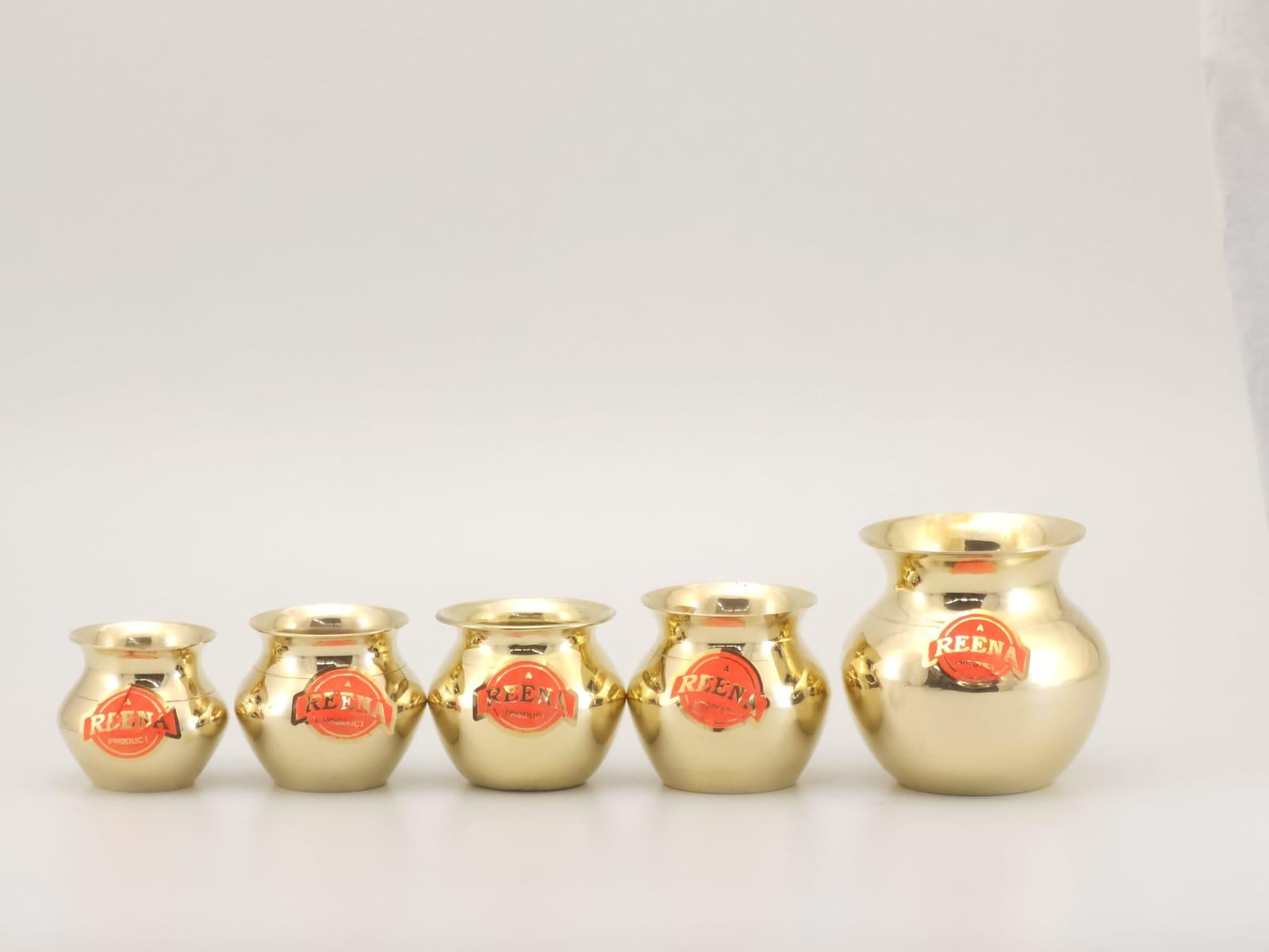 Premium Brass Kalash Set – 5 Sizes