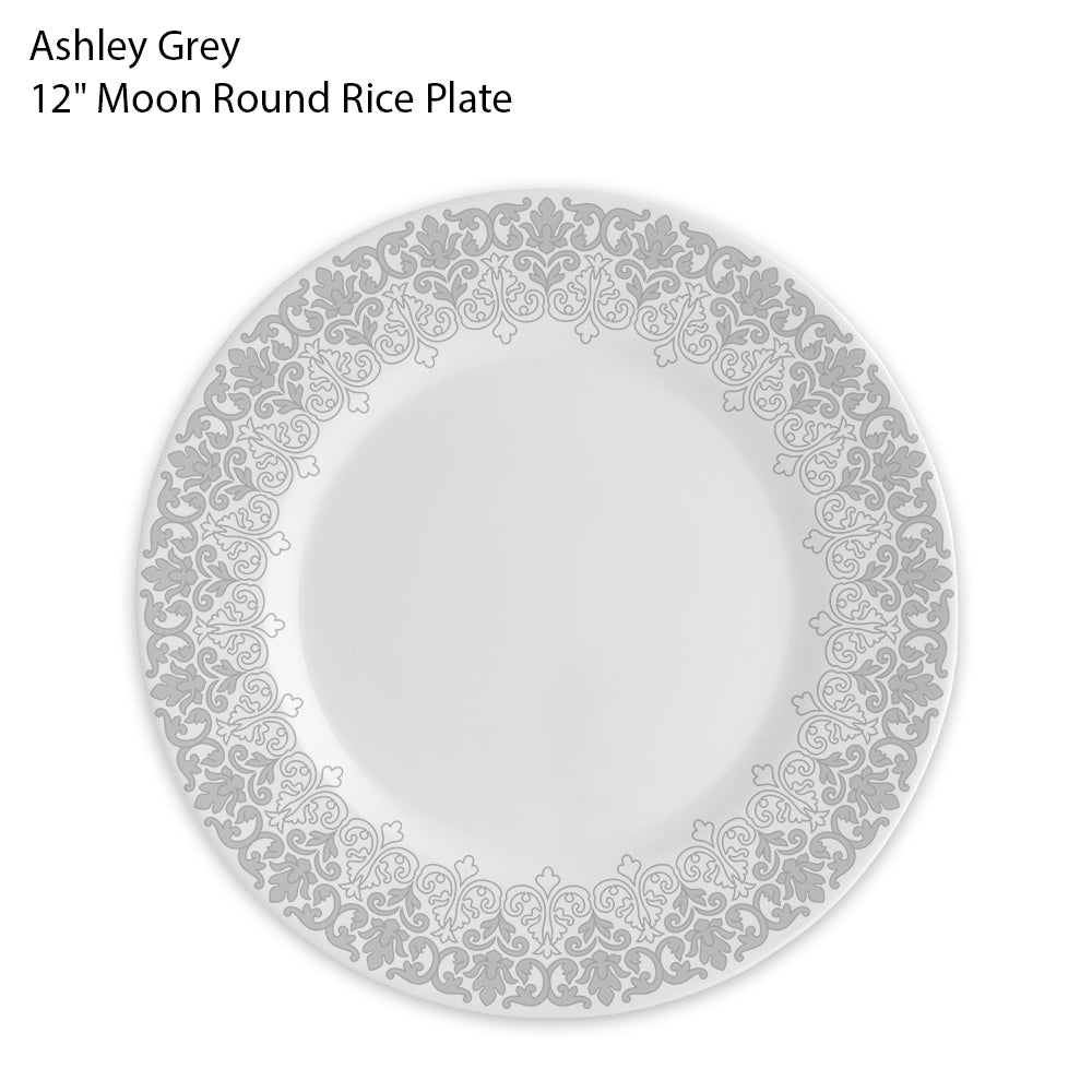 Ashley Grey 12" Moon Round Rice Plate
