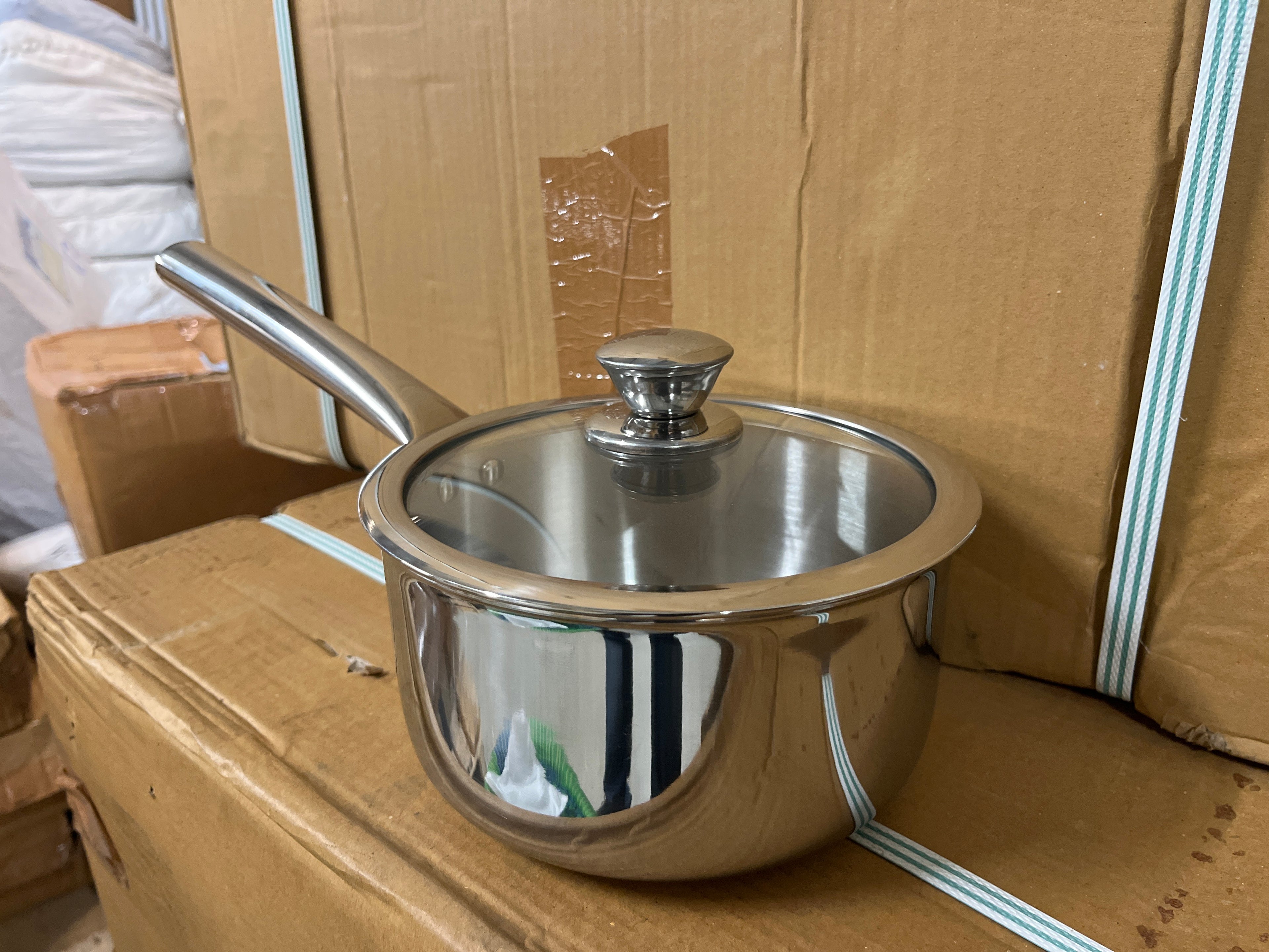 Triply Sauce Pan Pipe Handle W/Glass  14*18