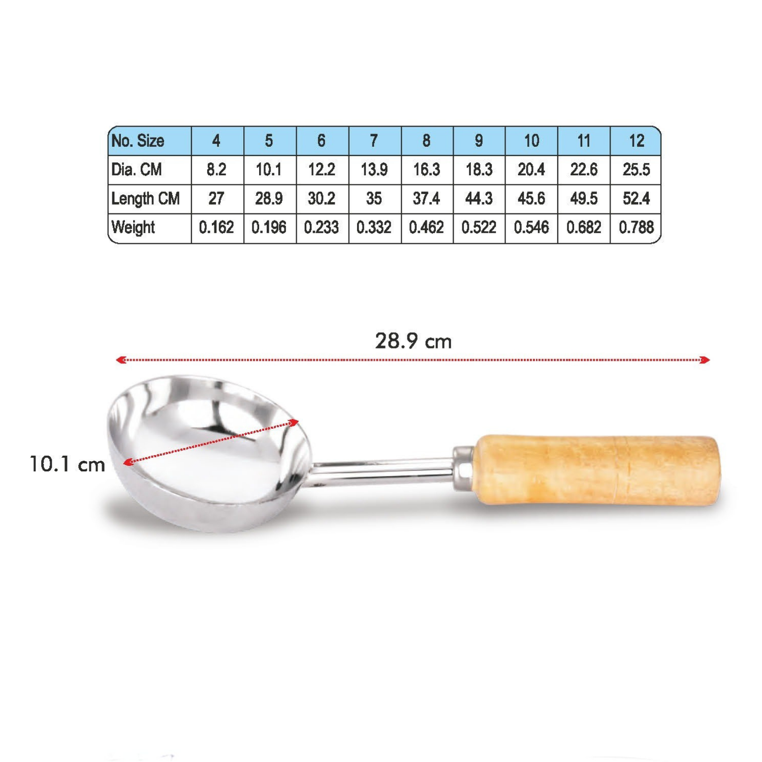 Stainless Steel Short Wooden Handle Udipi Ladle