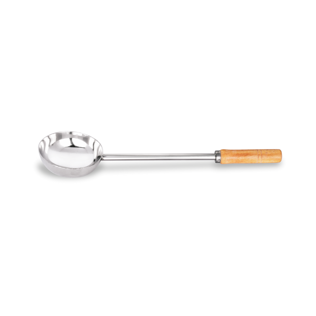 Stainless Steel Long Wooden Handle Udipi Ladle