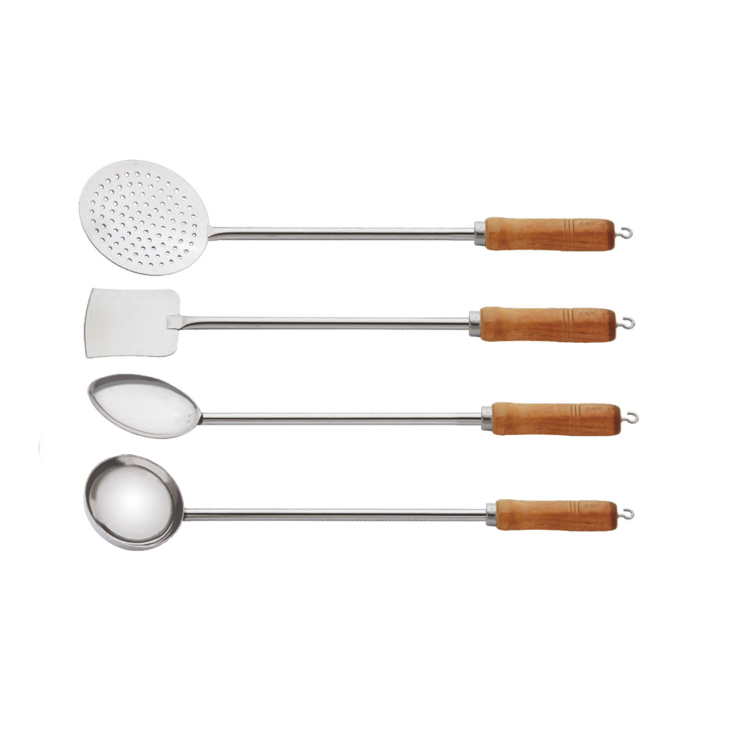 Stainless Steel Mini Long Wooden Handle (4pc SET )