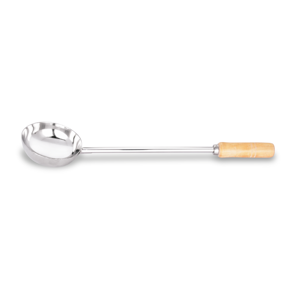 Stainless Steel  Patti Udipi Ladle With a Wooden Handle