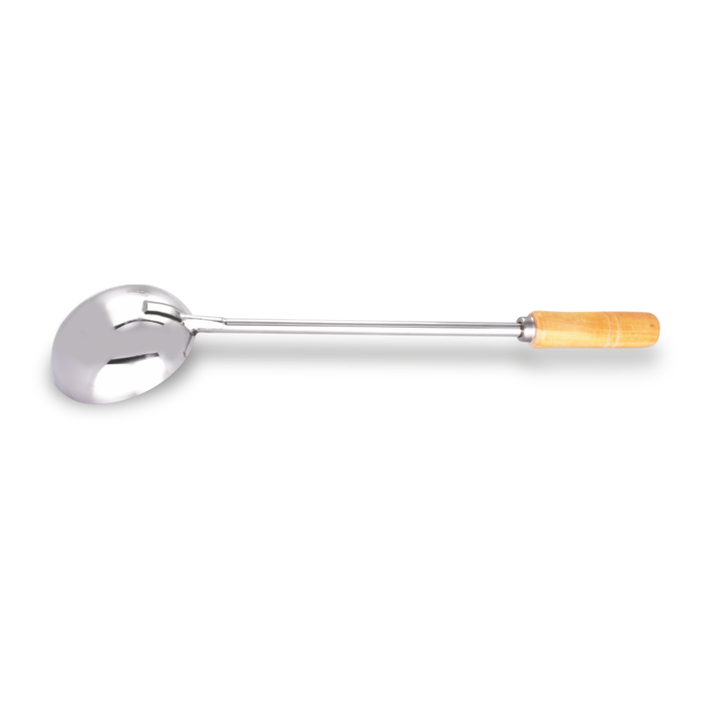 Stainless Steel  Patti Udipi Ladle With a Wooden Handle