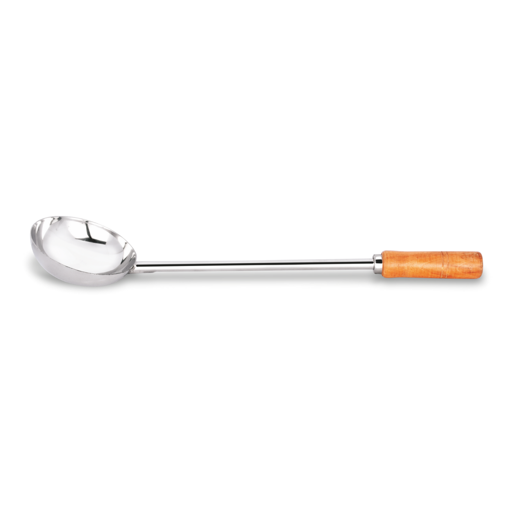 Stainless Steel  Patti Udipi Ladle With a Wooden Handle