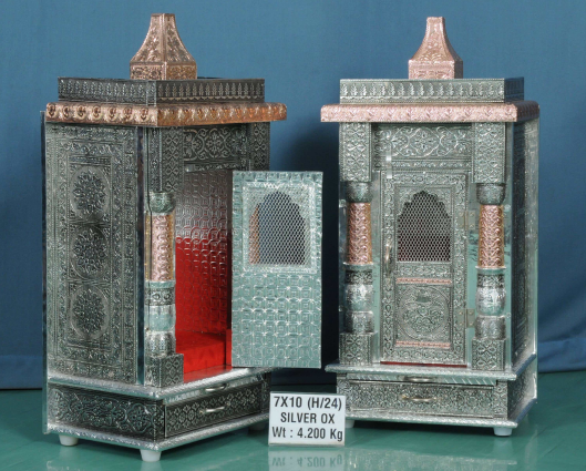 Handcrafted Home Temple (mandir) with an Oxidized  Aluminum and Copper