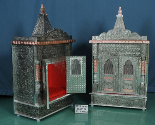 Silver-Oxidized Pooja Mandir