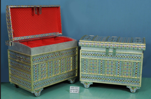 Silver Mina Handcrafted Storage Box with Cushion Lid
