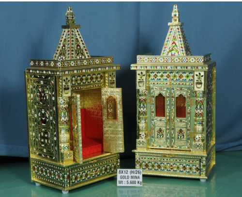 Premium Gold Mina Home Mandir with Shikhar Design