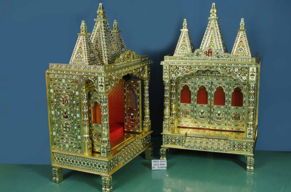 Luxury Gold Mina Temple with Multi-Shikhar Architecture