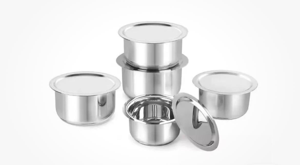 Stainless Steel Tope Set with Lid | Flat Bottom, Multipurpose Use Kitchen Set K1