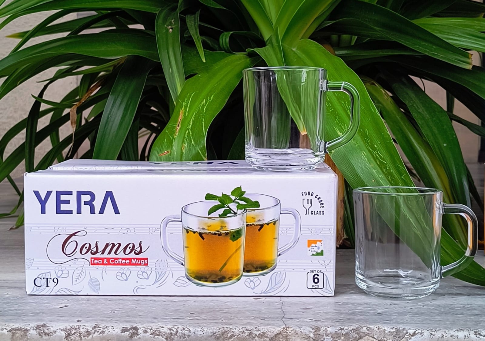 Glass Mugs- Set of 6 Transparent