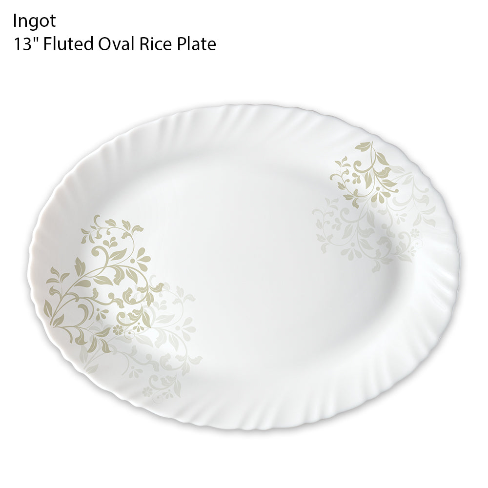 Ingot 13" Fluted Oval Rice Plate