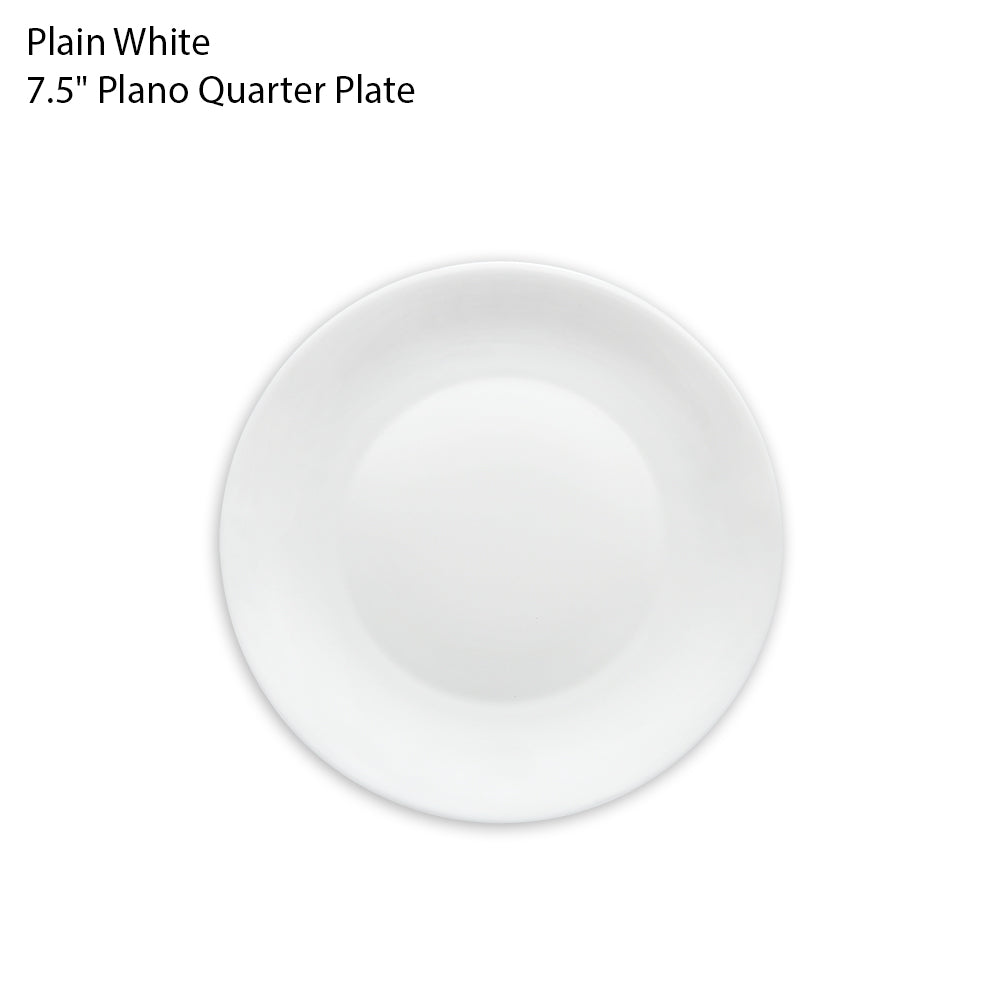 Plain White 7.5" Plano Quarter Plate