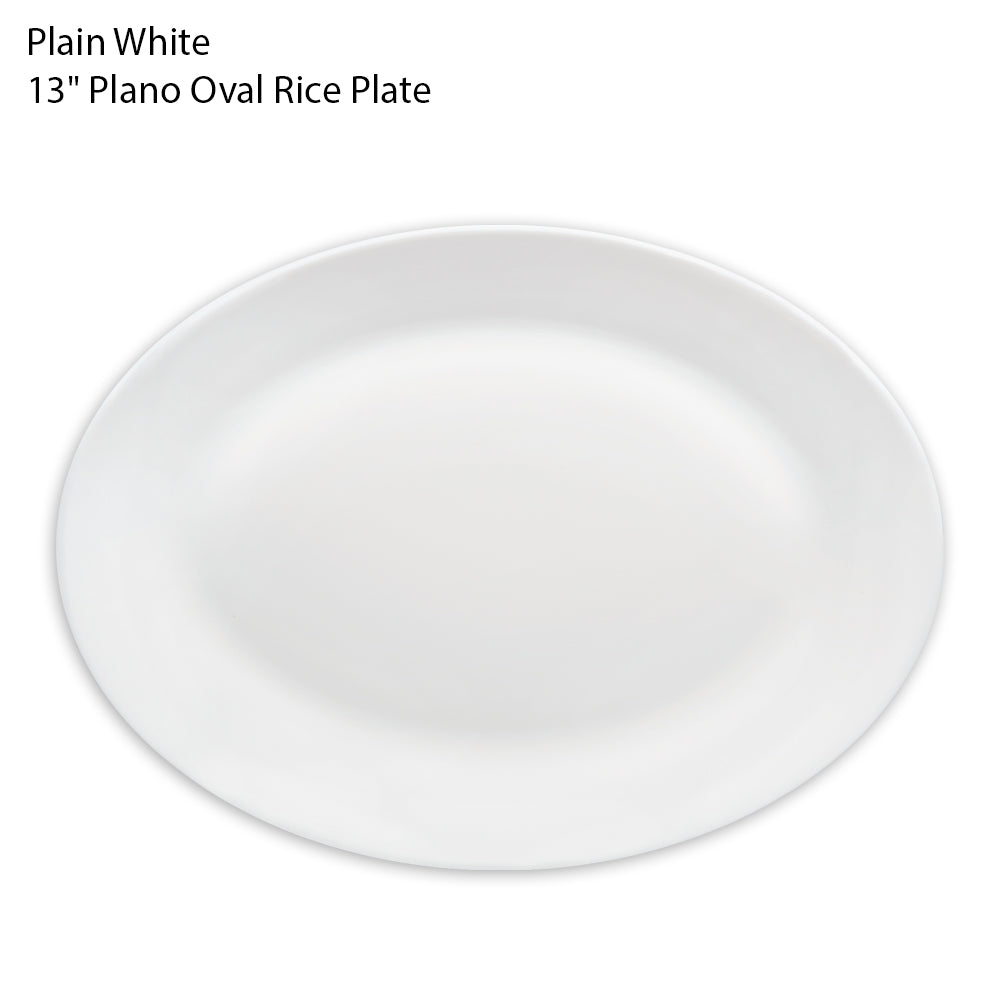 Plain White 13" Plano Oval Rice Plate