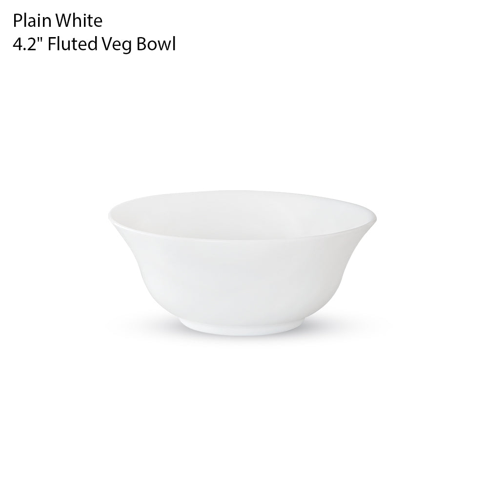 Plain White 4.2" Fluted Bowl