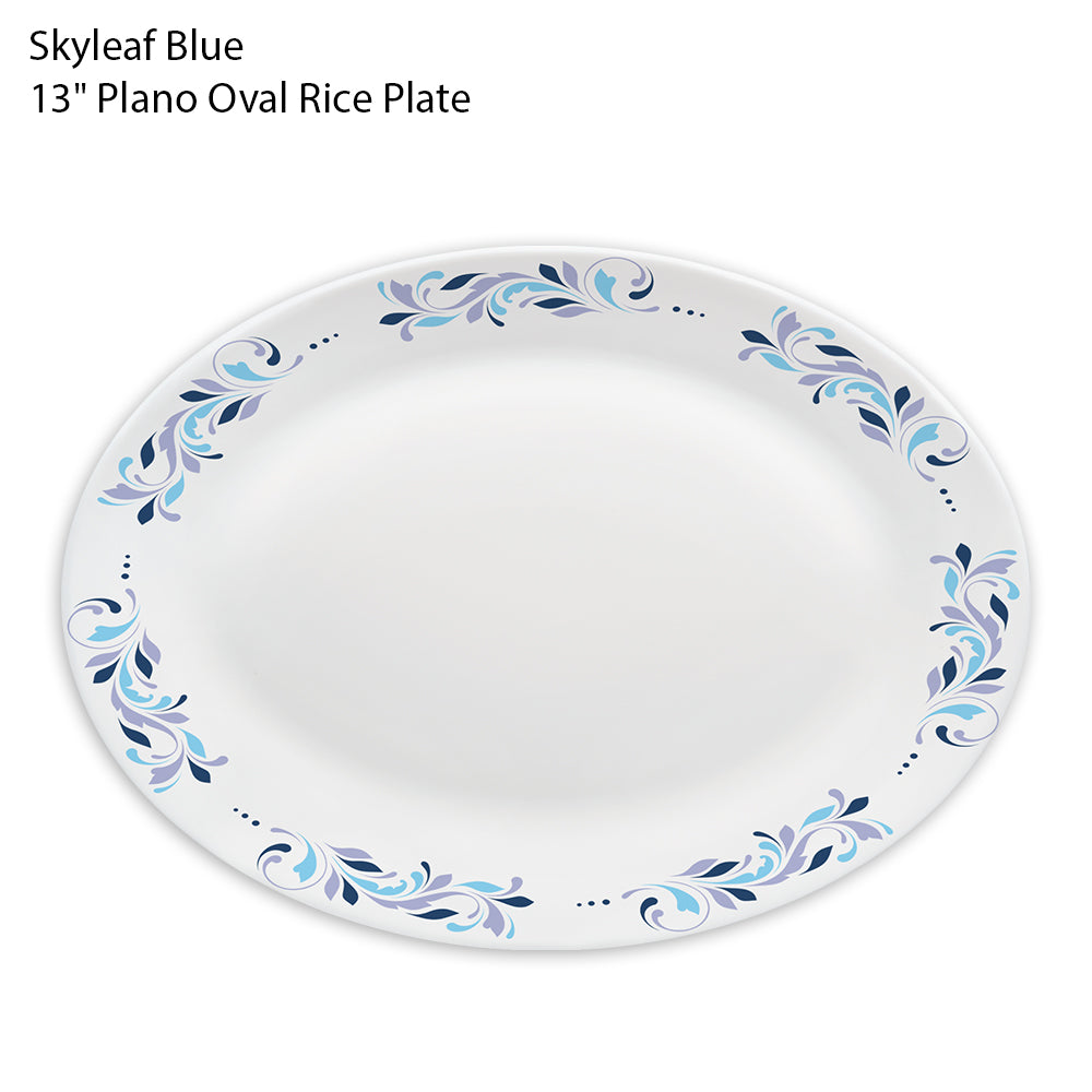 Skyleaf Blue 13" Plano Oval Rice Plate